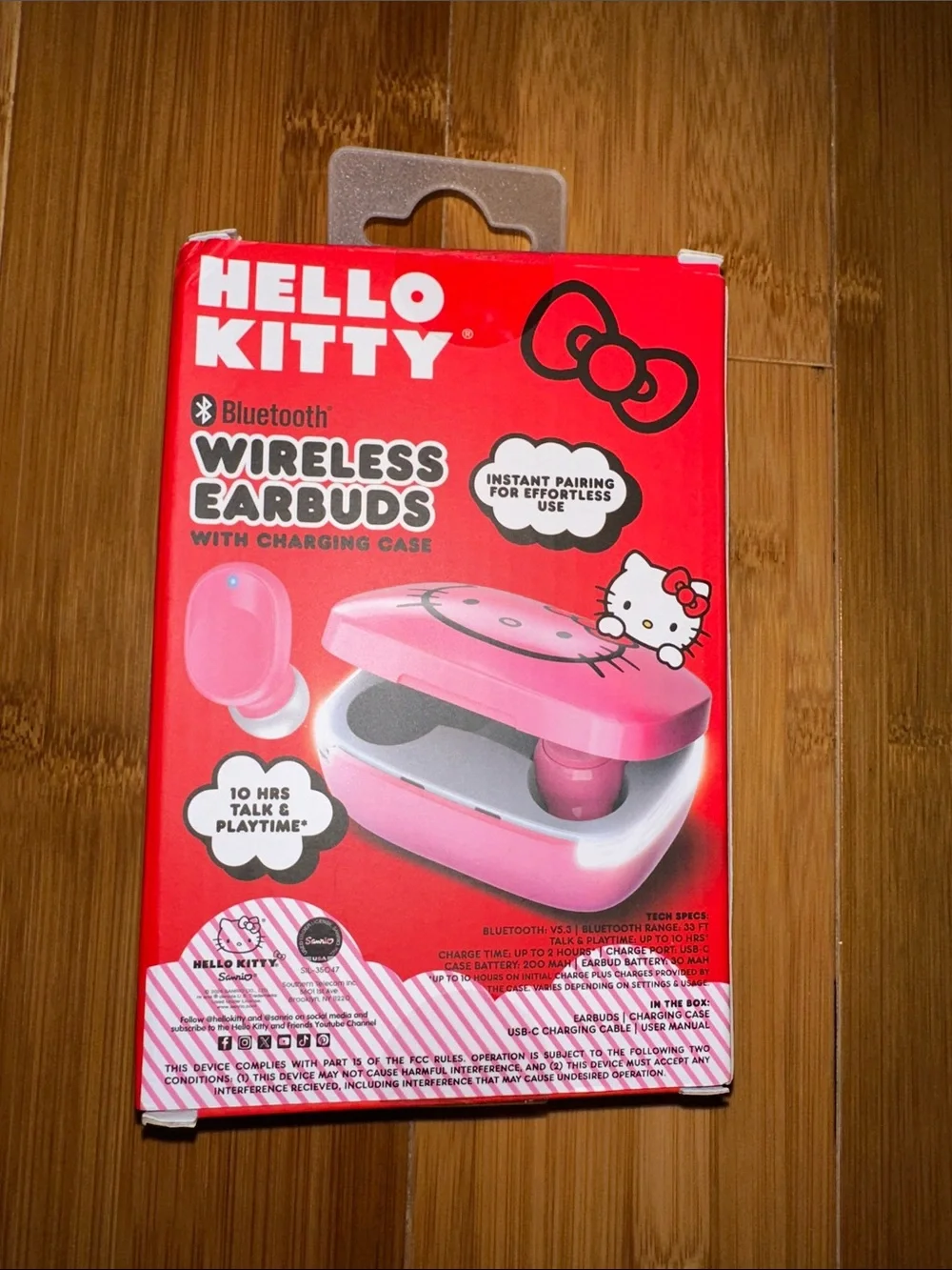 Hello Kitty Pink Wireless Bluetooth Earbuds with Character Charging Case